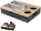 ELUBLU Boîte à snack-bar en bois, avec porte-gobelet, boîte à goûter, personnalisée, plateau en acier inoxydable, distributeur de collations, pour salon, canapé, restaurant, pique-nique, fête