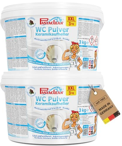 Pastaclean® WC Reiniger Pulver 6 kg I Toiletten-Reiniger für WC-Hygiene & WC-Frische I WC Schaum EXTRA STARK gegen Kalk- & Urinstein I Reinigt bis unter den Rand der Toilette