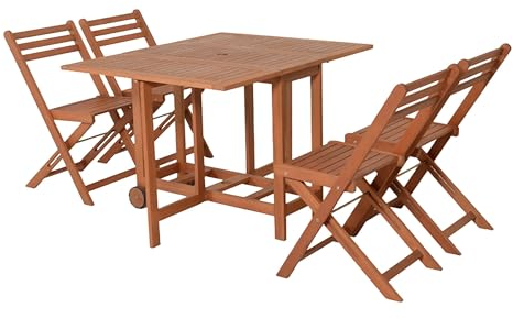 Tischgruppe Anaheim 5tlg. Klappstuhl Garten Stuhl Tisch Esstisch Sitzgruppe Holz