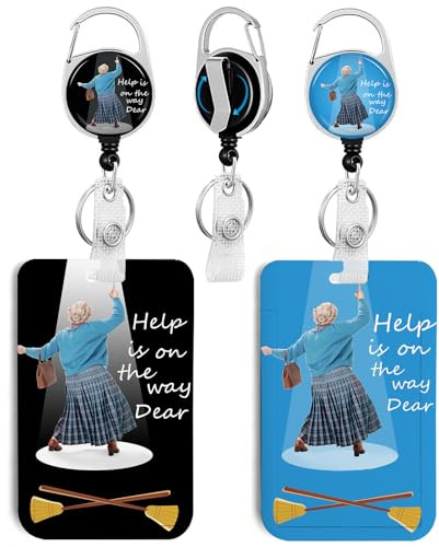 2 Pack Help is on The Way ID Badge Holder with Clip Badge Reels Retractable Heavy Duty,Keychain,ID Holder for School Nurse Office