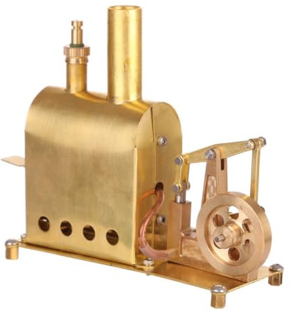 Meiurlex Mini modèle de moteur à vapeur, 11,3 x 4,5 x 10 cm, modèle de moteur à vapeur en cuivre pur avec chaudière, modèle de moteur éducatif scientifique pour enfants et adultes