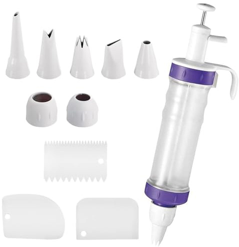 7 Pieces Icing Decoration Tips and 3 Pcs Cake Baking Scraper, Icing Piping Kit, Cake Decorating Kit, Cake Piping Kit, Icing Bags and Nozzles Set for DIY Cake Cupcake Decorating