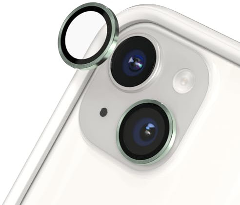 RhinoShield Protection d'objectif en verre trempé 9H compatible avec [iPhone 15/15 Plus] | Résistance aux chocs et aux rayures, haute clarté, protection anti-éclats, techn anti-buée - Vert