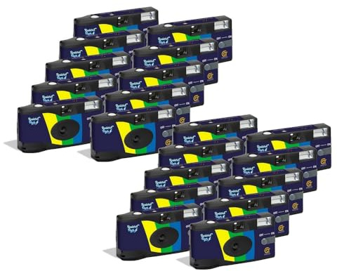 GT Photo Realishot Flash – 20er-Pack Einwegkameras, 35 mm mit Blitz, 27 Aufnahmen, ideal für Events, Reisen und Erinnerungen, kompakt, leicht und einfach zu bedienen – Grau