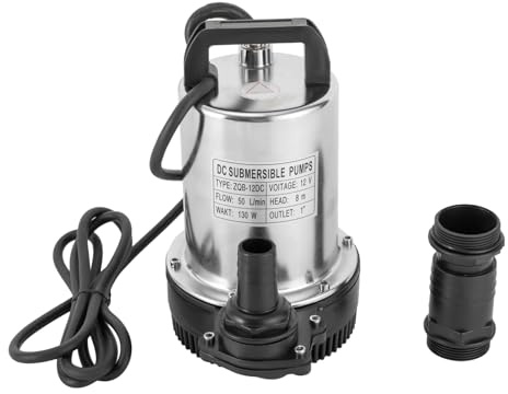 MEHOOSPVN 12V 160W Tauchpumpe Wasserpumpe 50L/min Hauswasserwerk Wasserpumpe Hochdruck Müllpumpe Edelstahl Jetpumpe Gartenpumpe für Gartenbewässerung Wasserbett Eintauchtiefe 0.5-8m Schmutzwasserpumpe