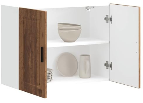 WIFESE Hängeschrank mit Tür Sideboard Küche Organizer Geräumiger Küchenschrank mit Viel Stauraum Aufbewahrungsschrank Wandschrank Altholz 80x31x60 cm Holzwerkstoff