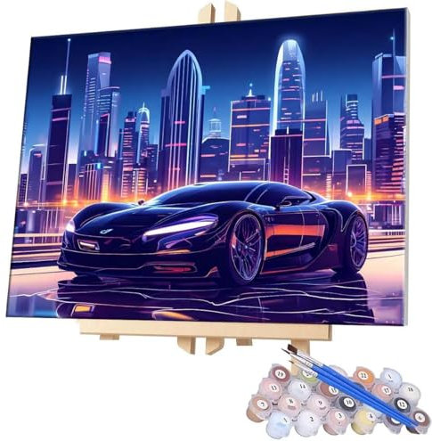 Malen Nach Zahlen Sportwagen,100x130cm DIY Malen Nach Zahlen Erwachsene, DIY Kreativ Set für Erwachsene Handgemalt Ölgemälde Kits auf Leinwand Geschenk, Acryl-Malen Nach Zahlen für Wanddeko s-591