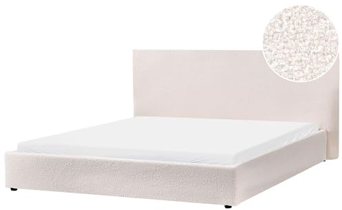 Beliani Modern Traditional Upholstered Bed EU King Size 6ft Soft Boucle Off-White Lavaur