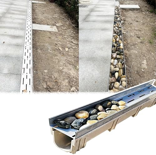 Ablaufgitter 15 cm Grabenrinne für Die Einfahrt, Entwässerungsrinnen und Rost-Set für Terrassen- Und Gehwege, Beton-Regenrinnenabdeckung, Entwässerungsrost(15x15 cm (6x6 in))
