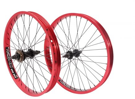 KHE Prism BMX 20 Zoll Laufradsatz, 38mm Breite, 7005 Aluminium, Rot Eloxiert, mit 16T Freilaufritzel