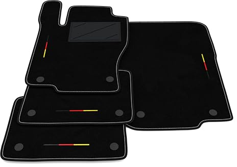 Auto-Fußmatten-Set kompatibel mit Mercedes GLS X166 5 Sitze 2016–2019 | Maßgeschneiderte Teppichmatten, Deutschland-Flagge, maßgeschneiderte Autoteppiche