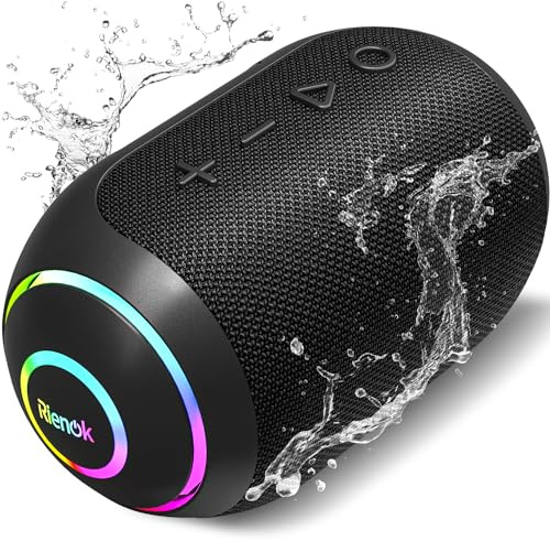 RIENOK S4 Altavoz Bluetooth 15W Portátil Bluetooth 5.3 Potente Impermeable IPX7 Pequeño Inalámbrica Emparejamiento Estéreo Apoya Tarjeta TF