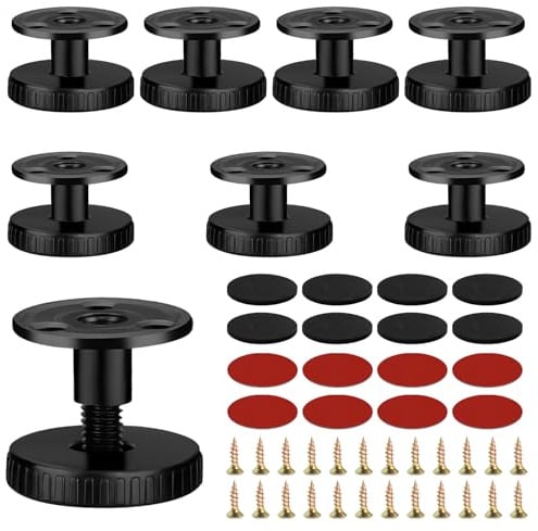 BEASAFY 8 Stück 26-38mm Stellfüße, Höhenverstellbare Füsse für Möbel | Verstellbare Füße auf 2 Installationsarten, Schwarz Abstandshalter Wand, Möbelfüße Verstellbar als Schrankfüße Küchenfüße