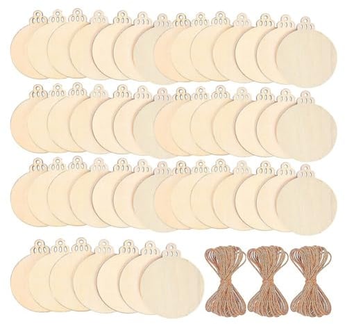 Fangxuee 120Pcs Wood Slices 3.5inch Wooden DIY Christmas Ornaments Unfinished Predrilled Wood Circles for Crafts Centerpieces