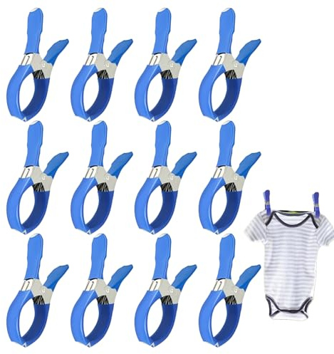 Generisch Lot de 12 Clips de Fixation antidérapants en Acier Inoxydable - Fermeture de sécurité Coupe-Vent - pour extérieur, Jardin, terrasse, bâche d'hiver, Meubles