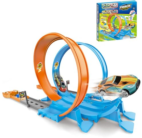 Raupen-Bauspielzeug - Auto und Kletterbahn Set | 360° Rennspiel für Geburtstagsparty, Ostern, Reisen, Outdoor Spielzeug für Zuhause