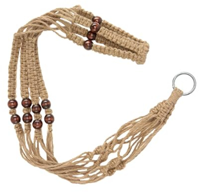 Levemolo Makramee Hängekorb Zufällige Farbe Eleganter Pflanzkorb mit Holzperlen Retro aus Baumwollseil zur Wanddekoration und Luftverbesserung für Innen und Außenbereich