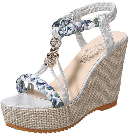 Sandali Donna Zeppa Zeppe Donna Estiva Scarpe Aperte Nero Estivi Eleganti Argento Infradito Con Estive Tacco Plateau Espadrillas Rosa 39 Sandalo Oro Da Alta Corda Romani Comodo Strass Comoda 43