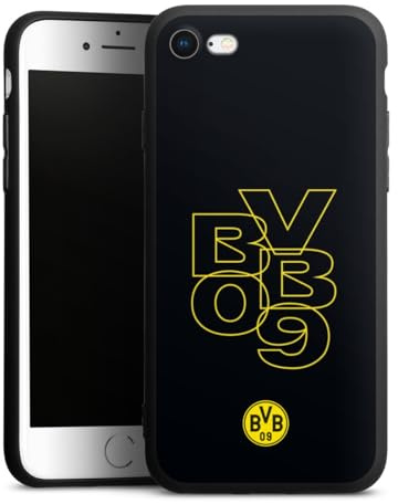 Premium Silikon Hülle kompatibel mit Apple iPhone 7 Handyhülle schwarz Case BVB Offizielles Lizenzprodukt Schriftzug
