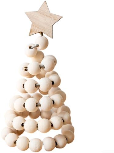 Decorazione natalizia in legno per albero di Natale, stile nordico, mini decorazione da tavolo con corda di canapa, bianco (E)