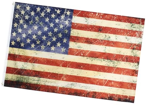 IDEANATEGRATE Bandiera Americana Vintage Rossa in Poliestere 90x150cm, Leggera e Portatile per Decorazioni Esterne e Feste Patriottiche del 4 Luglio