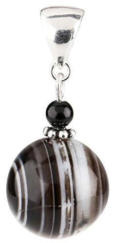 Anhänger aus Augenachat & Onyx & 925 Silber Brillenachat grau schwarz Damen