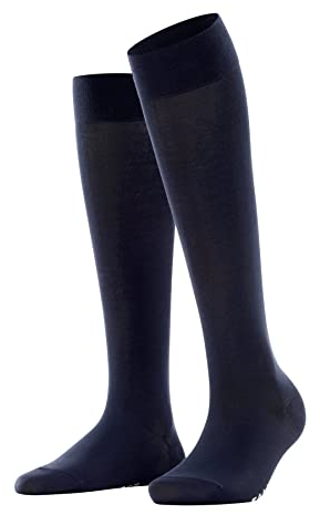 FALKE Damen Kniestrümpfe Cotton Touch W KH Baumwolle lang einfarbig 1 Paar, Blau (Dark Navy 6379), 39-42