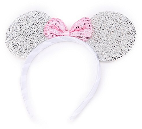 Silver Sparkly Glitter Mouse Ears Alice Hair Band Headband Fancy Dress Party Hen by Pritties Accessories