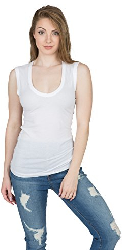 Velvet by Graham & Spencer Damen Gauzy Whisper Classics Scoopneck Tank, Weiß, X-Klein