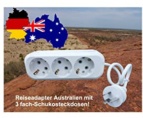 Travelpower 3 Fach Reiseadapter für Australien, Neuseeland, Argentinien, Papua-Neuguinea, Uruguay. Typ I, weiß, 240 V AC, 35 cm Kabel