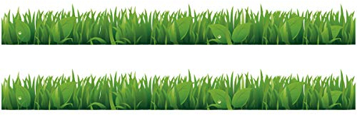 Wandkings Bordüre - Wähle ein Motiv - Gras mit Blättern - 2x selbstklebende Wandbordüren je 100 cm - Gesamtlänge: 200 cm - Höhe: 12,5 cm