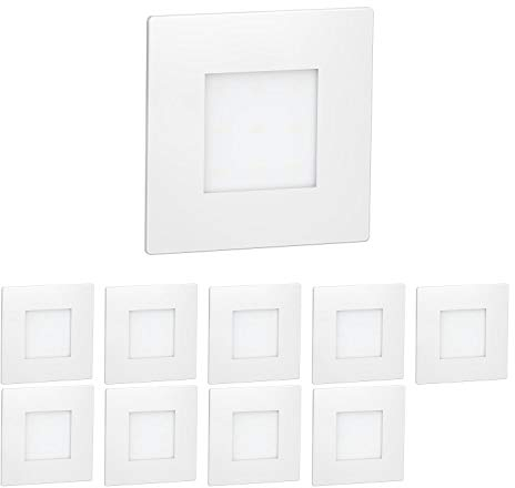 ledscom.de 10 LED luce per scale/apparecchio da incasso FEX per interni ed esterni, angolare, bianco, 85 x 85 mm, rosso