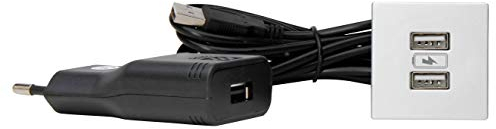 Kopp by ASA 939726015 VersaPICK USB-Ladestation zum Einbau in Arbeitsplatten, Schreibtischen, inkl. Einbaukit, Adapter u. 2 m Anschlusskabel, quadratisch, Aluminium