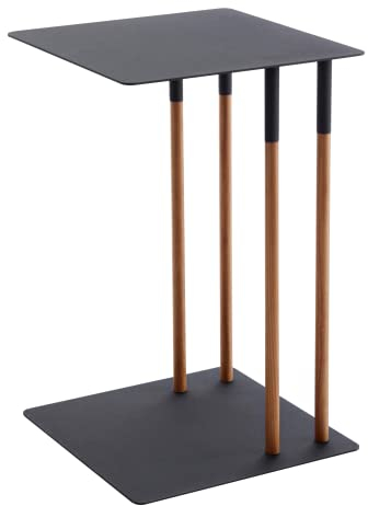 YAMAZAKI 4804 Plain Beistelltisch, schwarz, Stahl/Holz, minimalistisch, 35 x 35 x 55 cm