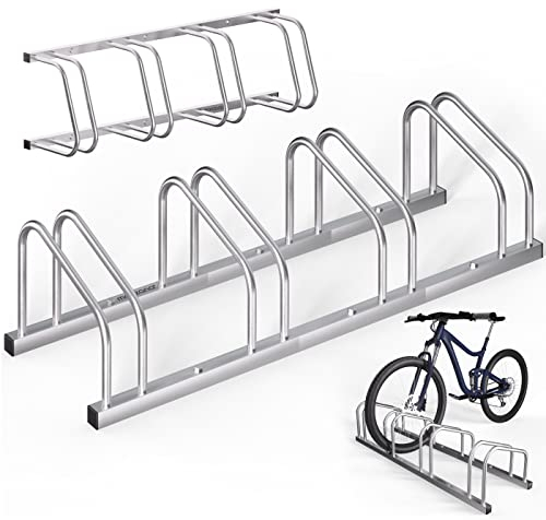 MONZANA® Fahrradständer für 4 Fahrräder 37cm Radabstand 30-65mm Reifenbreite rostfreier Stahl selbstsichernde Schrauben Boden oder Wandmontage Mehrfachständer Fahrradhalter Aufstellständer Radständer