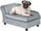 PawHut Canapé Chien Chat sur Pied avec Coffre de Rangement Style Moderne Coussin d'assise Amovible Grand Confort 76 x 45 x 43 cm Gris Clair