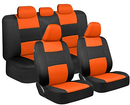 BDK PolyPro Autositzbezüge, komplettes Set in Orange auf Schwarz - vorne und hinten Geteilte Bank Autositzbezug, Autozubehör für Auto LKW Van SUV