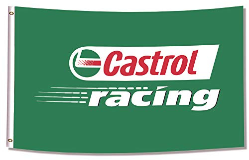 ENMOON Castrol-Flagge für Rennwagenspaß (9 x 150 cm, lebendige Farben, 150D Poly), HD-Druck, zwei Messingösen für Garage Man Cave