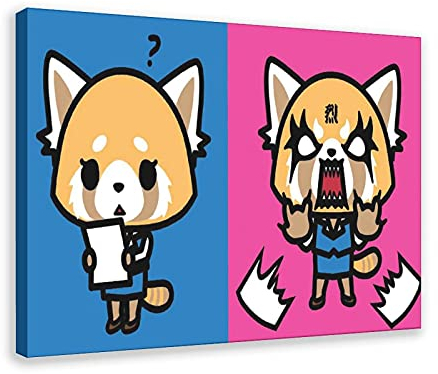 Anime Aggretsuko 2 Leinwand-Poster, Schlafzimmer, Dekoration, Sportlandschaft, Büro, Raumdekoration, Geschenk-Rahmen: 50 x 75 cm
