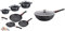 Kamberg - 0008161 - Batterie de cuisine 12 pièces : 3 poêles / 3 faitouts & Wok 30 cm - Manche Amovible - Fonte d'Aluminium - Revêtement pierre - Couvercle en verre - Tous feux dont induction