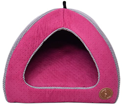 Z4L WauWau Hundehöhle/Katzenhöhle/Bella rosa gesteppt/grau 50cm x 50cm