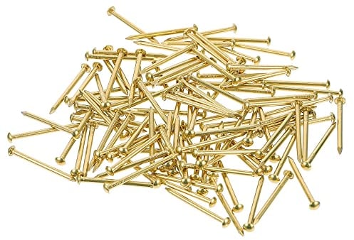 YPLonon Wood Nails Gold Wall Pins 150g (Approx. 600PCS) 20MM Round Head Panel Nails Wood Work Brass Brad Nails Hanging Tacks for Hanging Picture Frame Mirror Masonry Concrete Plasterboard