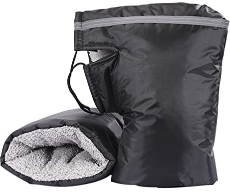 HKSCKJ Gants de Guidon avec Doublure en Peluche Chaud Automne Hiver Gants de Moto Imperméables Antidérapants avec Bande Réfléchissante Manchons Vélo Guidon Coupe-Vent Anti-Froid Grande Ouverture