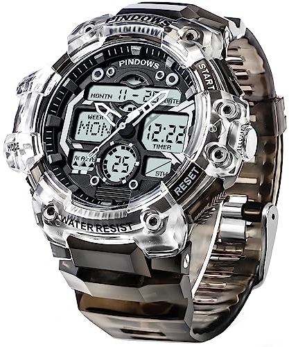 Herren Uhren Digitale Analoge Sportuhr für Herren,7 Farbige LED Licht,Elektronische Taktische Armee Uhr,Wasserdichte Militär-Armbanduhren mit Stoppuhr,3 Alarm,Countdown und Dualzeita Nzeige uhren
