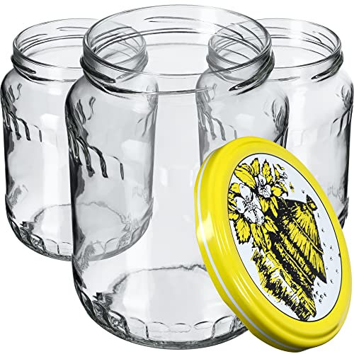 KADAX 64st Einmachgläser 720 ml, ideal zum Einkochen und Aufbewahren, Gläser mit Schraubverschluss, Einkochgläser mit Schraubdeckel, Twist Off to 82, Vorratsgläser zum Einlegen (Bienenstock)