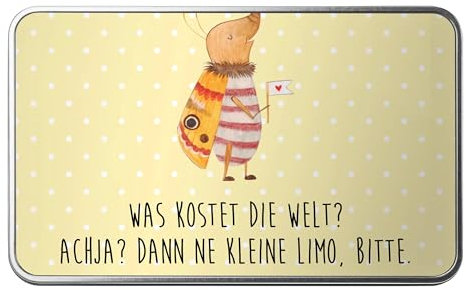 Mr. & Mrs. Panda Metalldose rechteckig Nachtfalter Fähnchen - Geschenk, Was kostet die Welt, Gute Laune, Spruch witzig, Aluminiumdose, niedlich,