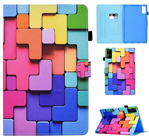 Auslbin Xiaomi Redmi Pad 10.61 2022 Coque Tablette, Coque pour Tablette en Cuir PU Imprimé avec la Fonction Automatique de Sommeil/Réveil, Les Cubes