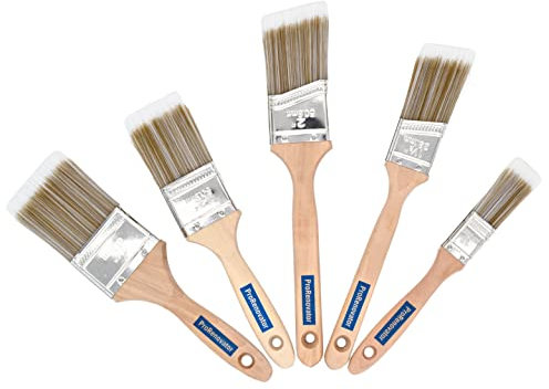 ProRenovator Set di 5 pennelli per la decorazione della casa, pareti, soffitti e recinzioni, con 3 pennelli da parete, 2 pennelli a fascia, adatti per tutte le vernici