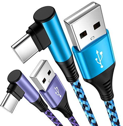 USB Typ C Kabel 1.8M 2Stück,Ladekabel USB C Schnellladekabel 90 Grad Winkel USB C Kabe Handy Ladekabel für Samsung Galaxy A55/A56/A15/A54/A53/A34/S25/S24/S23/S22/S21/S10/Z Flip 5/6,Huawei P60,Xiaomi