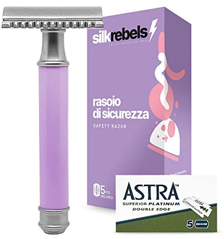 SilkRebels rasoio donna Riutilizzabile per depilazione con 5 lamette Astra incluse